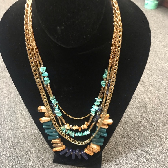 New Multi color 5 Stran stone nelcklace - Picture 1 of 3